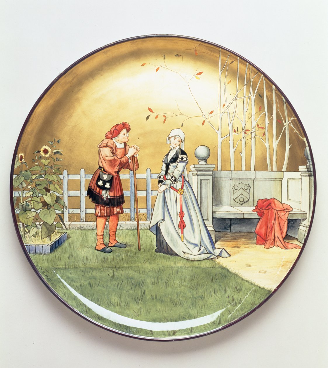 Das sechste Lebensalter, eine Illustration von Shakespeares Die sieben Lebensalter des Menschen, Ladenteller von Mintons Art Pottery Studio, 1873 von Henry Stacey Marks