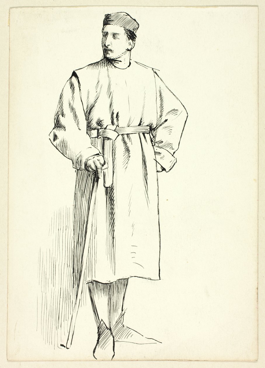 Stehender Mann mit Stock, Hand in der Hüfte von Henry Stacy Marks