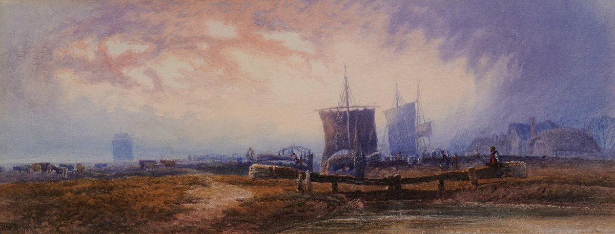 Kanalszene mit Schleusen von Henry Ward