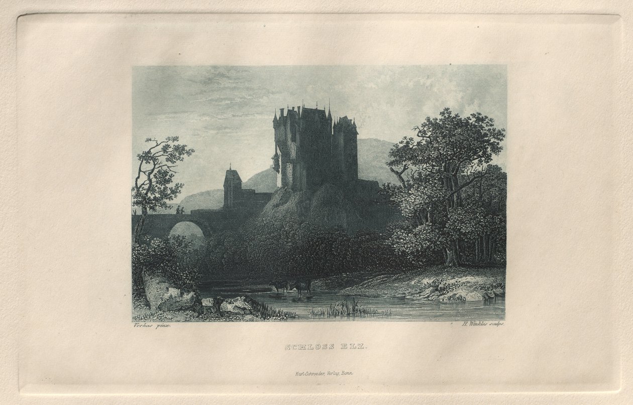 Das malerische und romantische Rheinland: Schloss Elz, 1928 von Henry Winkles