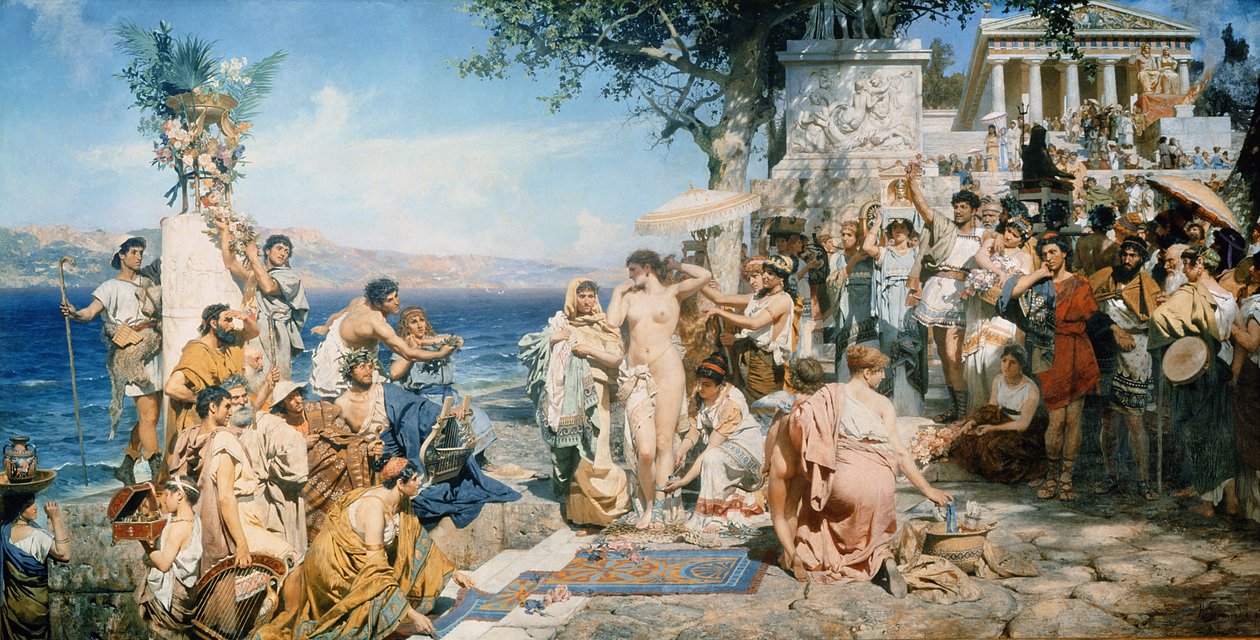 Phryne beim Fest des Poseidon in Eleusin von Henryk Siemieradzki