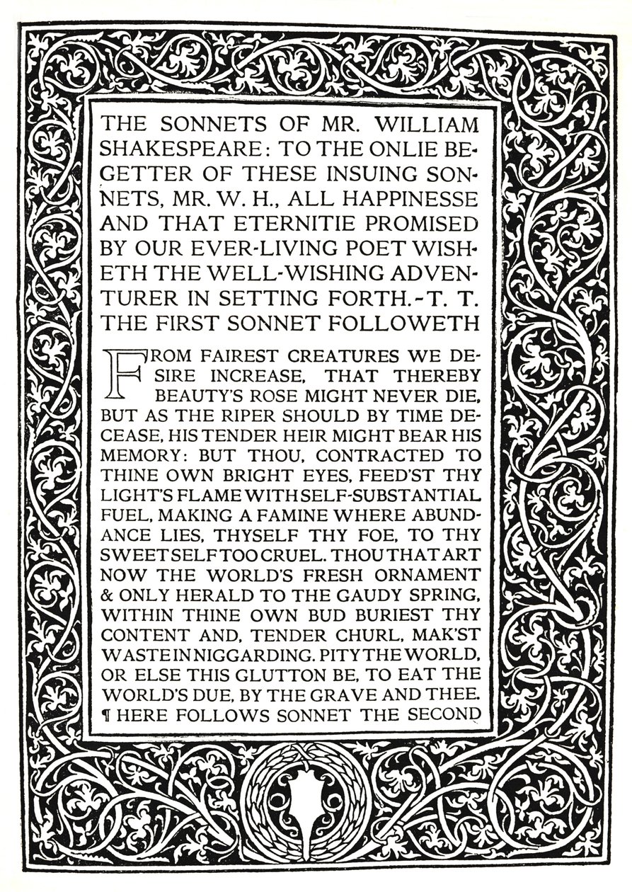 Riccardi Press: Seite aus den Sonetten von Shakespeare, um 1914