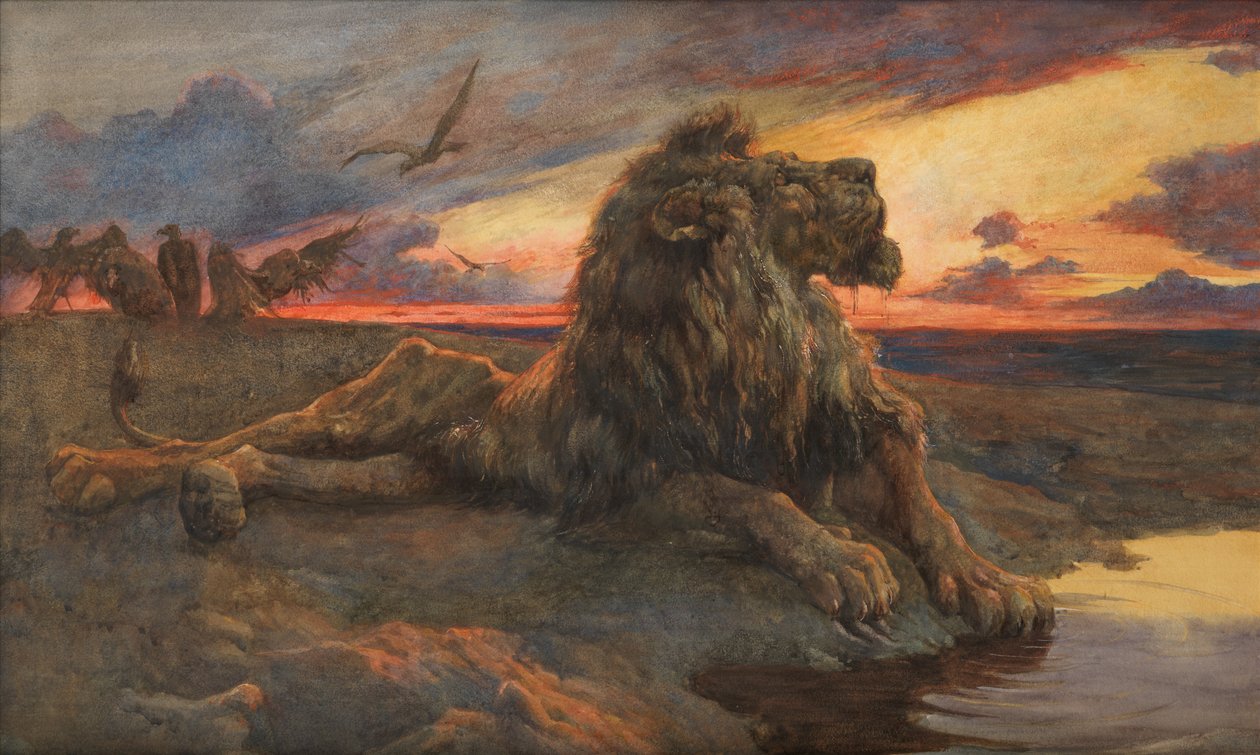 Studie für den sterbenden Löwen von Herbert Thomas Dicksee