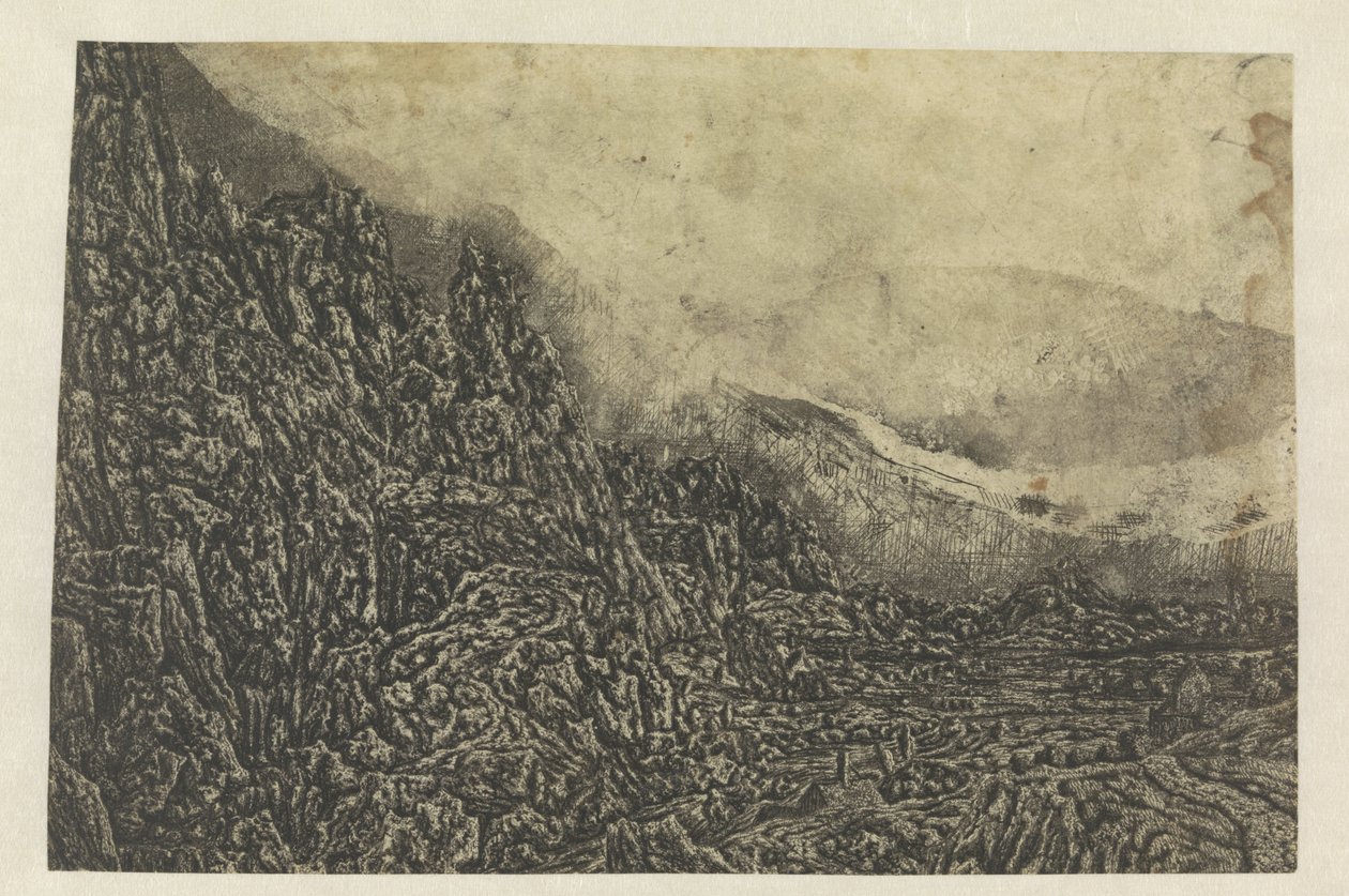 Felsige Landschaft mit Straße und Fluss von Hercules Segers