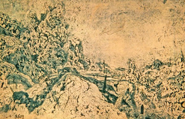 Felsige Landschaft mit Turm in der Ferne (Tinte auf Papier) von Hercules Seghers