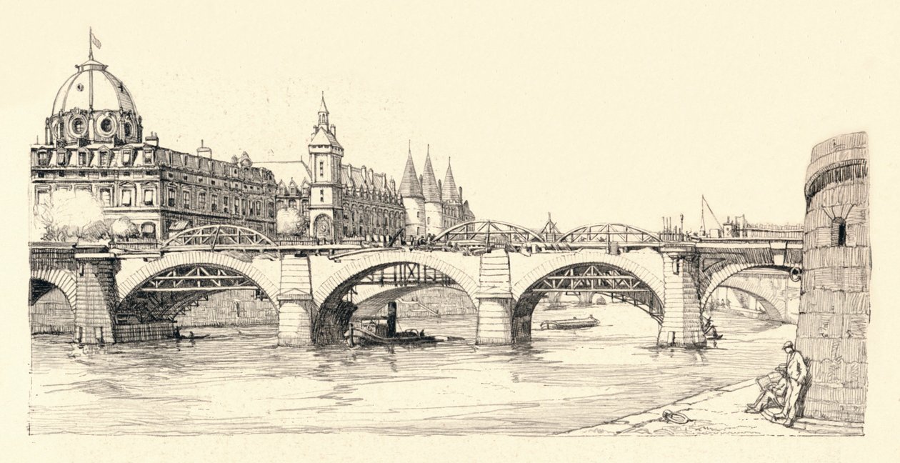 Arbeiten an der alten Pont Notre-Dame, 1913-1915 von Herman Armour Webster