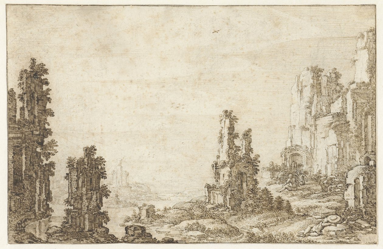 Landschaft mit Ruinen von Herman Breckerveld