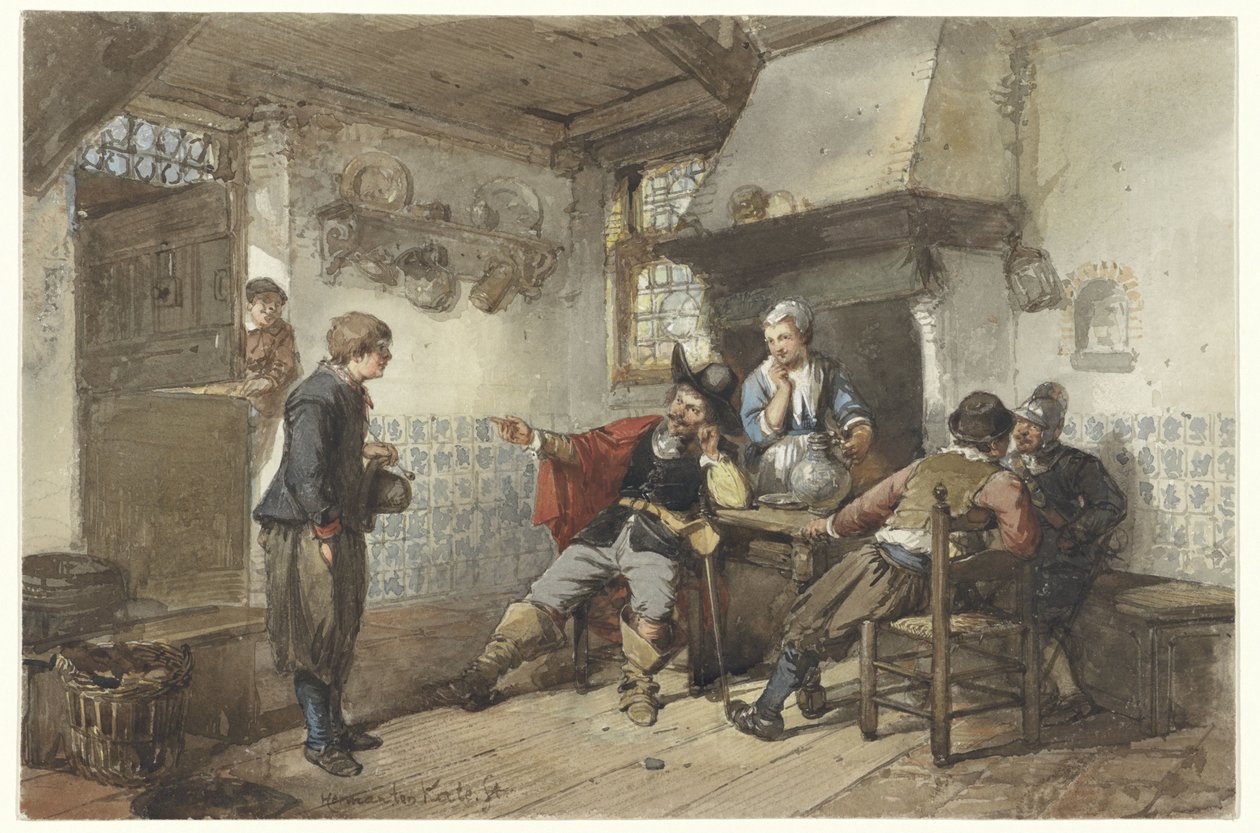 Einige Männer und ein Soldat in einer Herberge von Herman Frederik Carel ten Kate