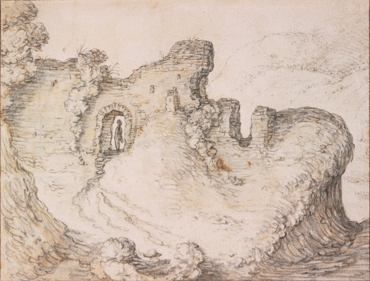 German Saftleven (1609-1685), um 1650 „Ruine in Form eines Männergesichts im Profil“, Zentralmuseum Utrecht, Niederlande von Herman Saftleven