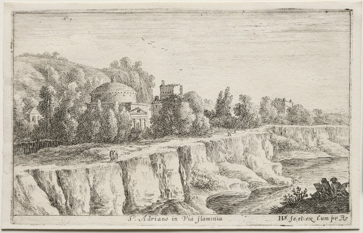 Diverse Ansichten in und um Rom: St. Adriano in der Via Flaminia, 1653 von Herman van Swanevelt