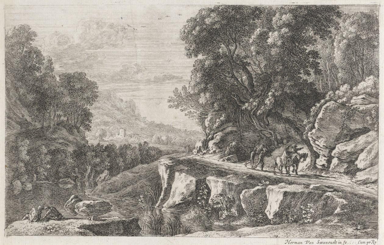 Landschaft mit zwei Reitern von Herman van Swanevelt