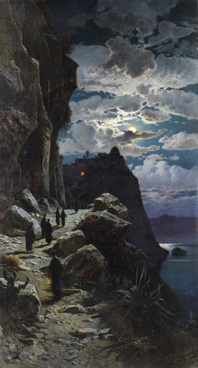 Gang der Mönche zum Bergkloster Athos von Hermann David Salomon Corrodi