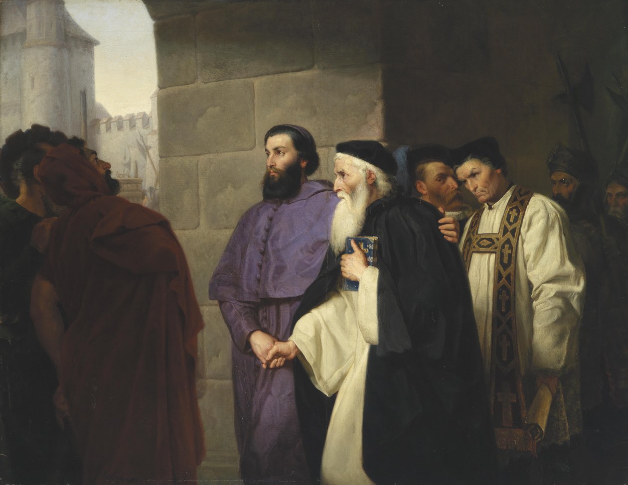 Hugh Latimer und Nicholas Ridley auf ihrem Gang zum Scheiterhaufen von Hermann Schweder