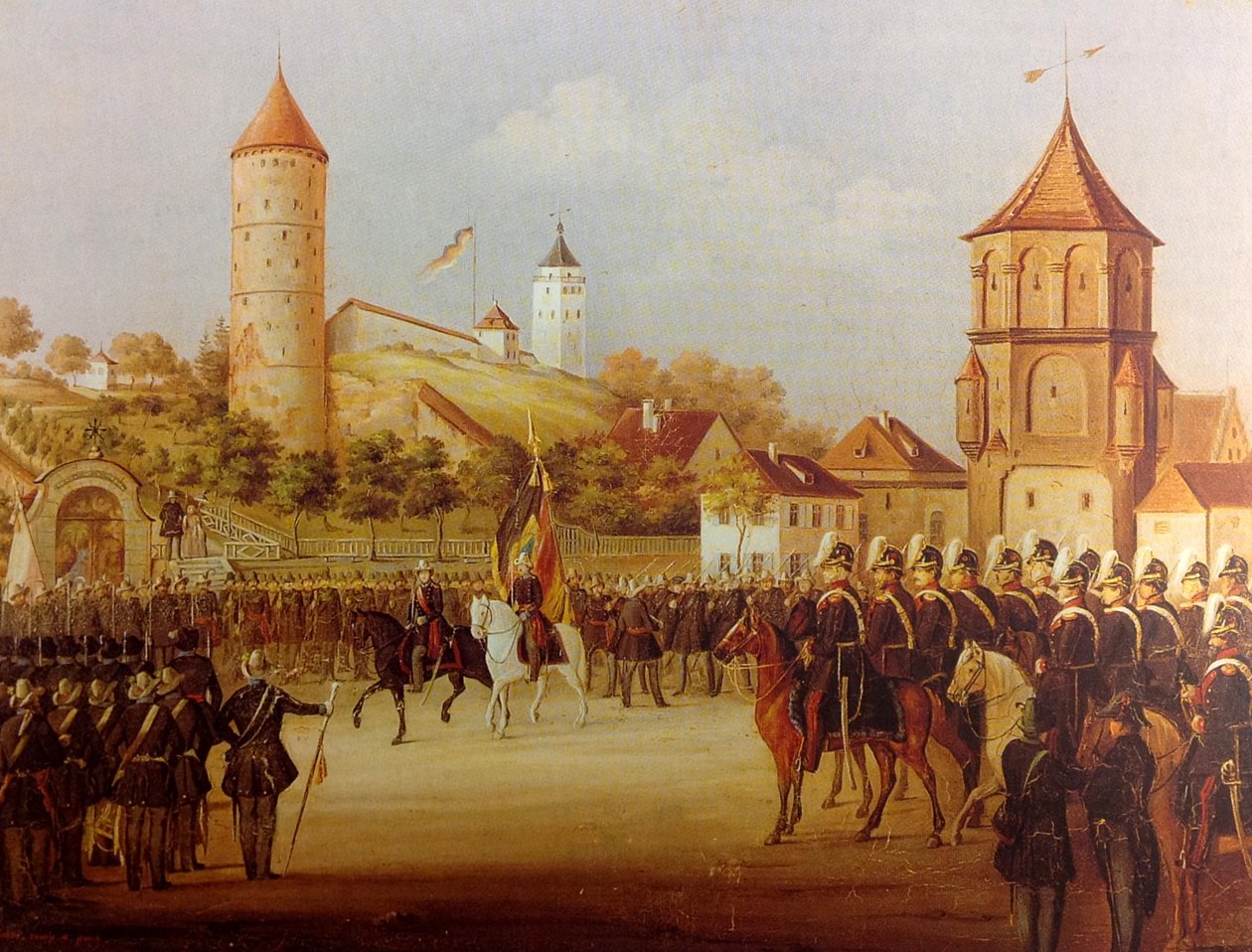 Hermann Volz Parade der Biberacher Bürgerwehr am Riedlinger Tor 1849 von Hermann Volz