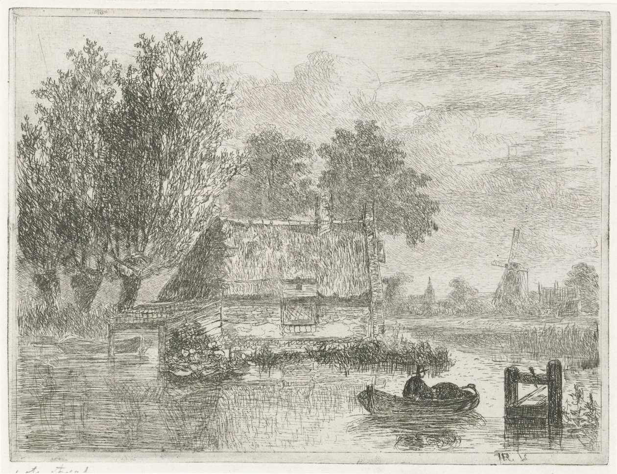 Mann mit einem Fass in einem Boot von Hermanus Jan Hendrik van Rijkelijkhuysen