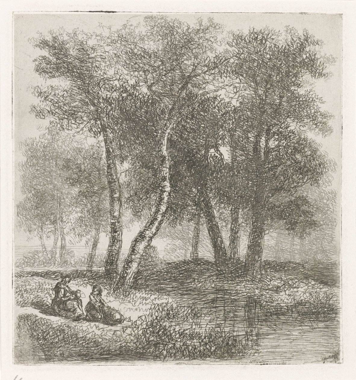 Mutter und Kind am Wasser von Hermanus Jan Hendrik van Rijkelijkhuysen