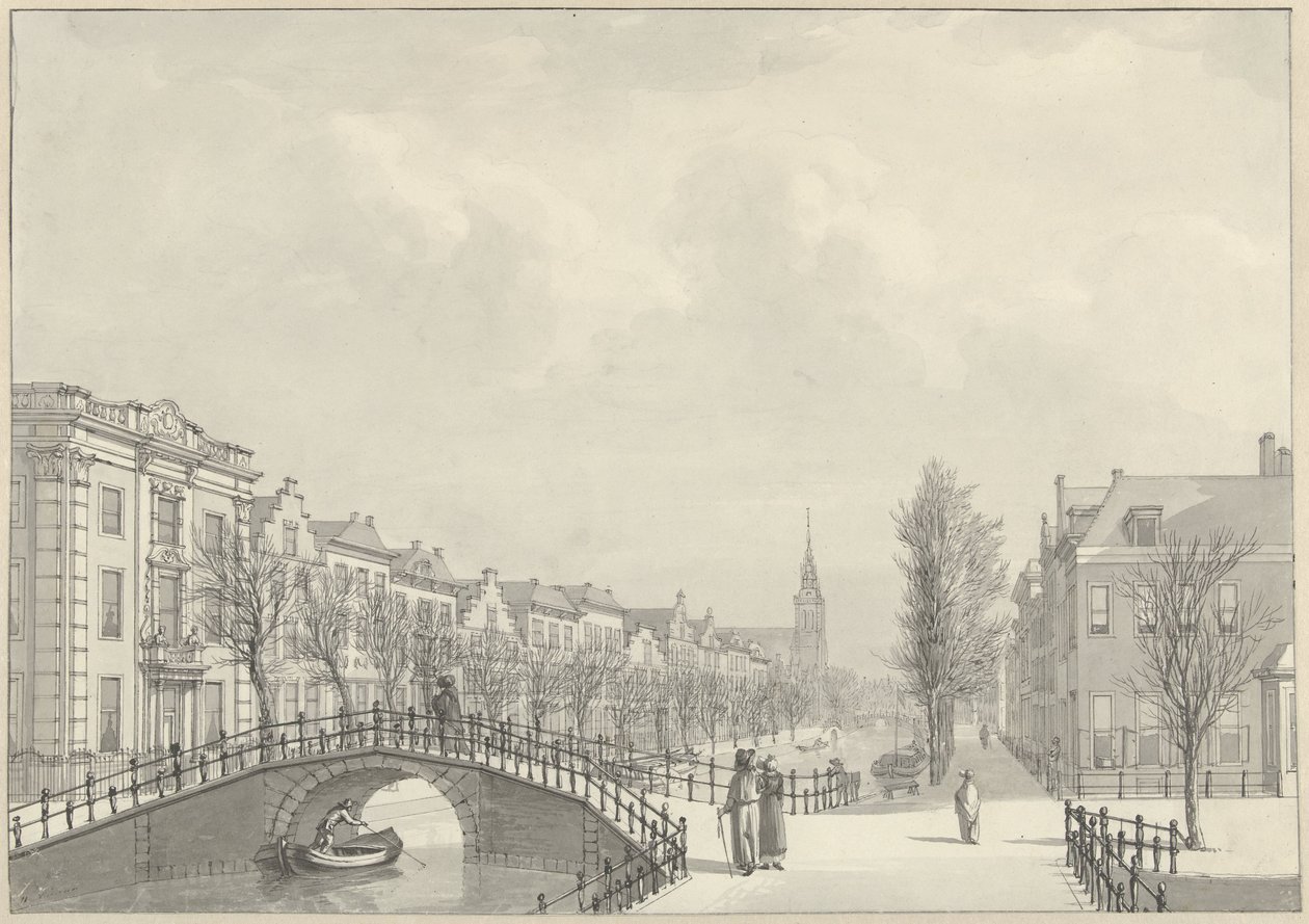 Ansicht des Rapenburg in Leiden von der Nieuwsteegbrug, 1807 von Hermanus Numan (signed by artist)