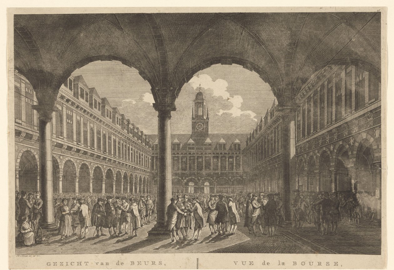 Ansicht des Innenhofs der Börse von Hendrik de Keyser von Hermanus Petrus Schouten (possibly)