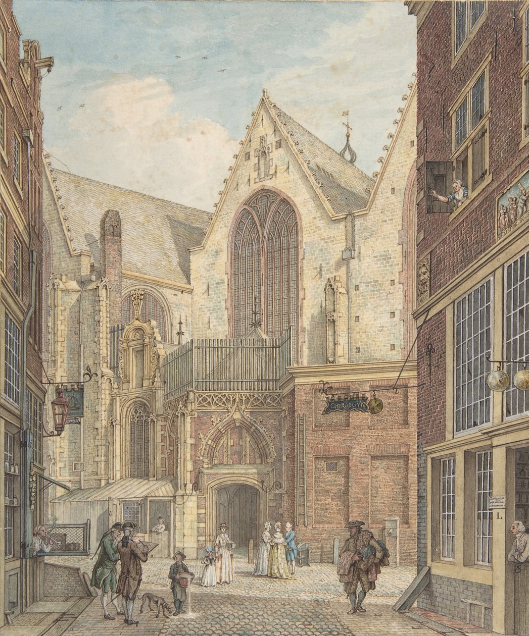 Ansicht der alten Kirche von Amsterdam von Hermanus Petrus Schouten