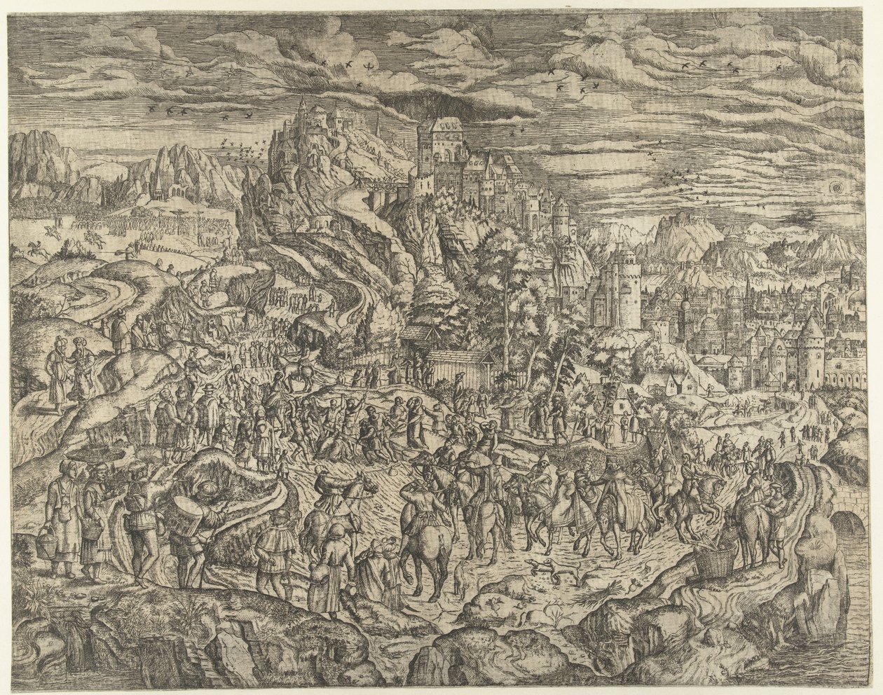 Landschaft mit Kreuztragung von Herri met de Bles