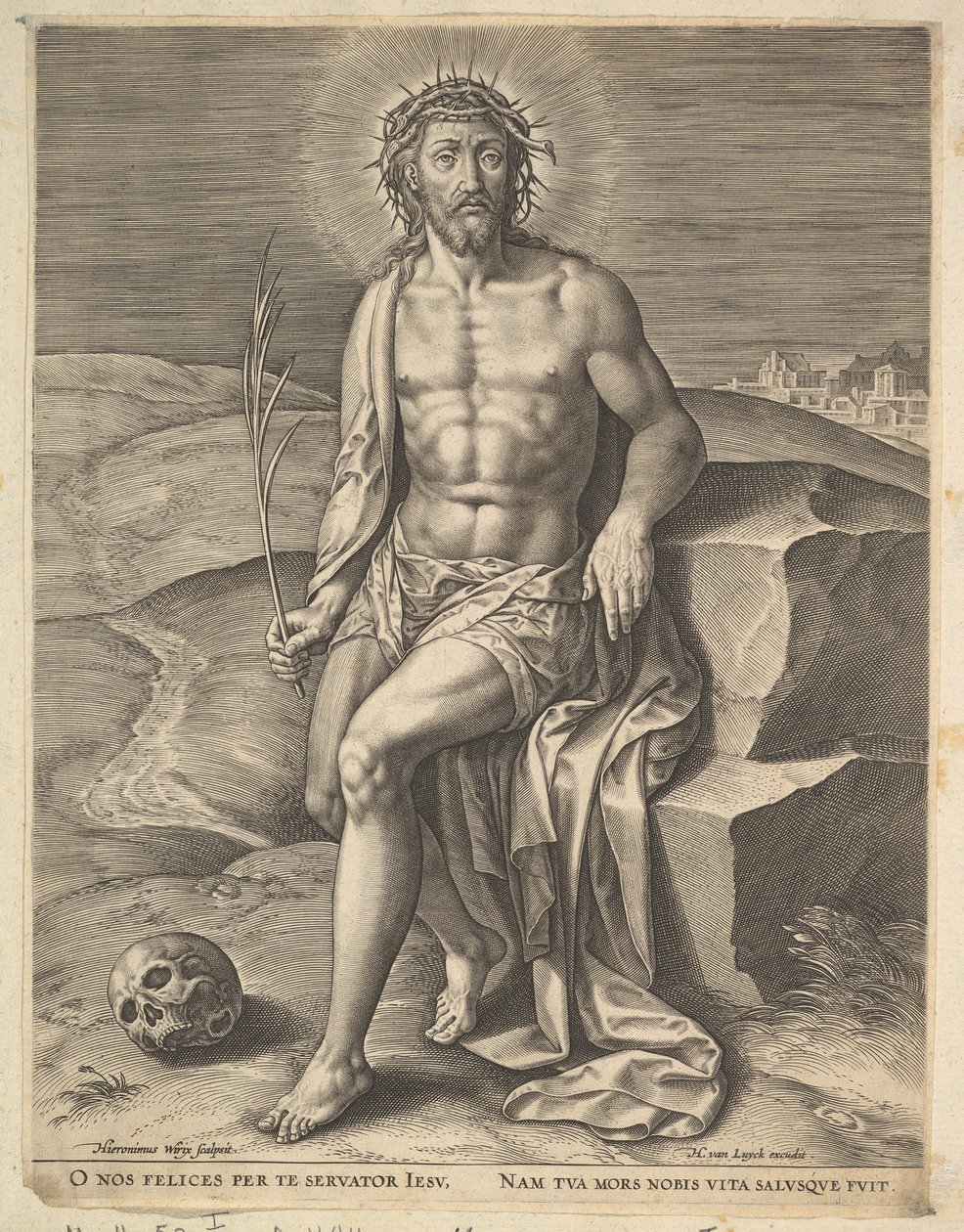 Christus sitzt auf dem kalten Stein von Hieronymous Wierix