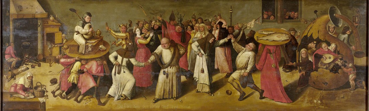 Kampf zwischen Karneval und Fasten von Hieronymus (after) Bosch