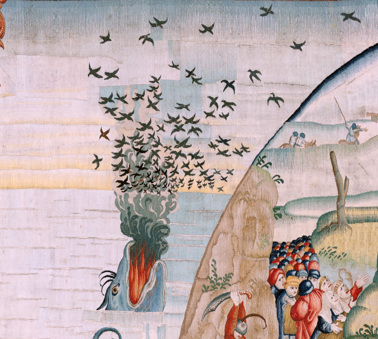 Flandrischer Wandteppich. Serie Vier Wandteppiche nach Hieronymus Bosch. Die Leiden des menschlichen Lebens. Dritter Wandteppich in der Serie. Modell inspiriert von der Arbeit von Hieronymus Bosch. Herstellung unbekannte Werkstatt, Brüssel. Vor 1560. von Hieronymus (after) Bosch