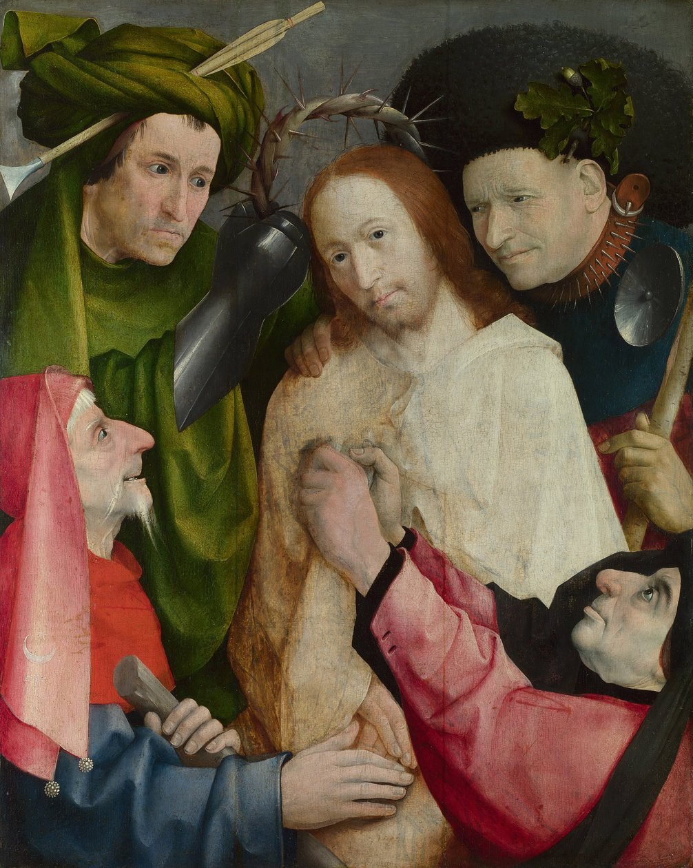 Verspottung Christi (Die Krönung mit Dornen), ca. 1490-1500 von Hieronymus Bosch