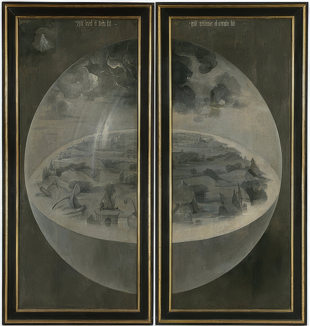 Der Garten der Lüste. Triptychon, Rückseite: Die Schöpfung von Hieronymus Bosch