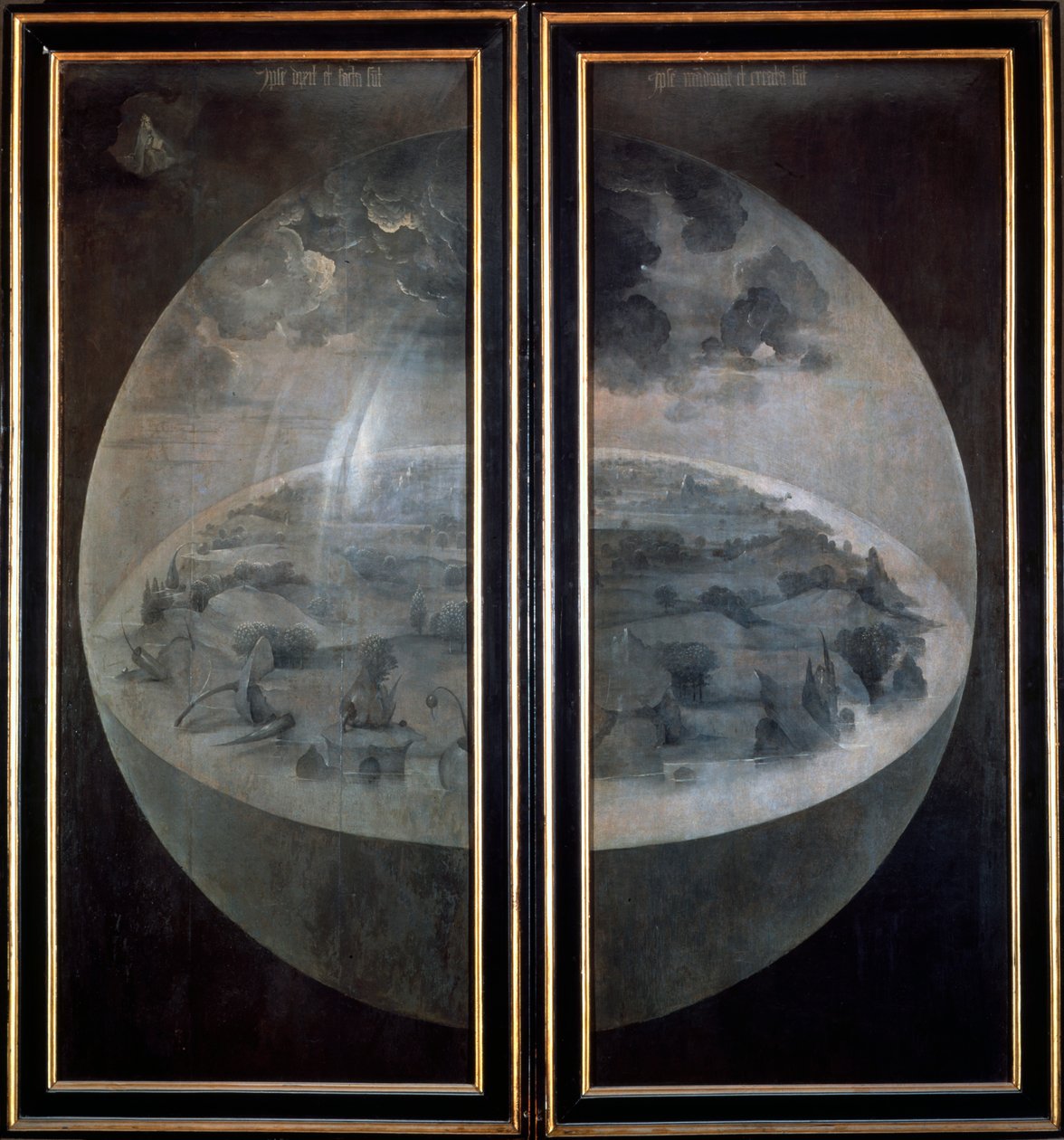 Die Erschaffung der Welt, geschlossene Türen des Triptychons Der Garten der Lüste, ca. 1500 von Hieronymus Bosch