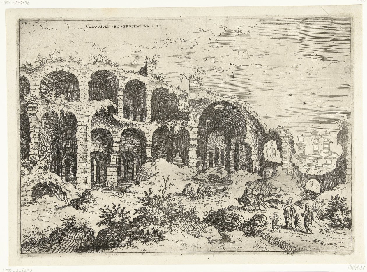 Dritter Blick auf das Kolosseum in Rom (Römische Ruinen) von Hieronymus Cock