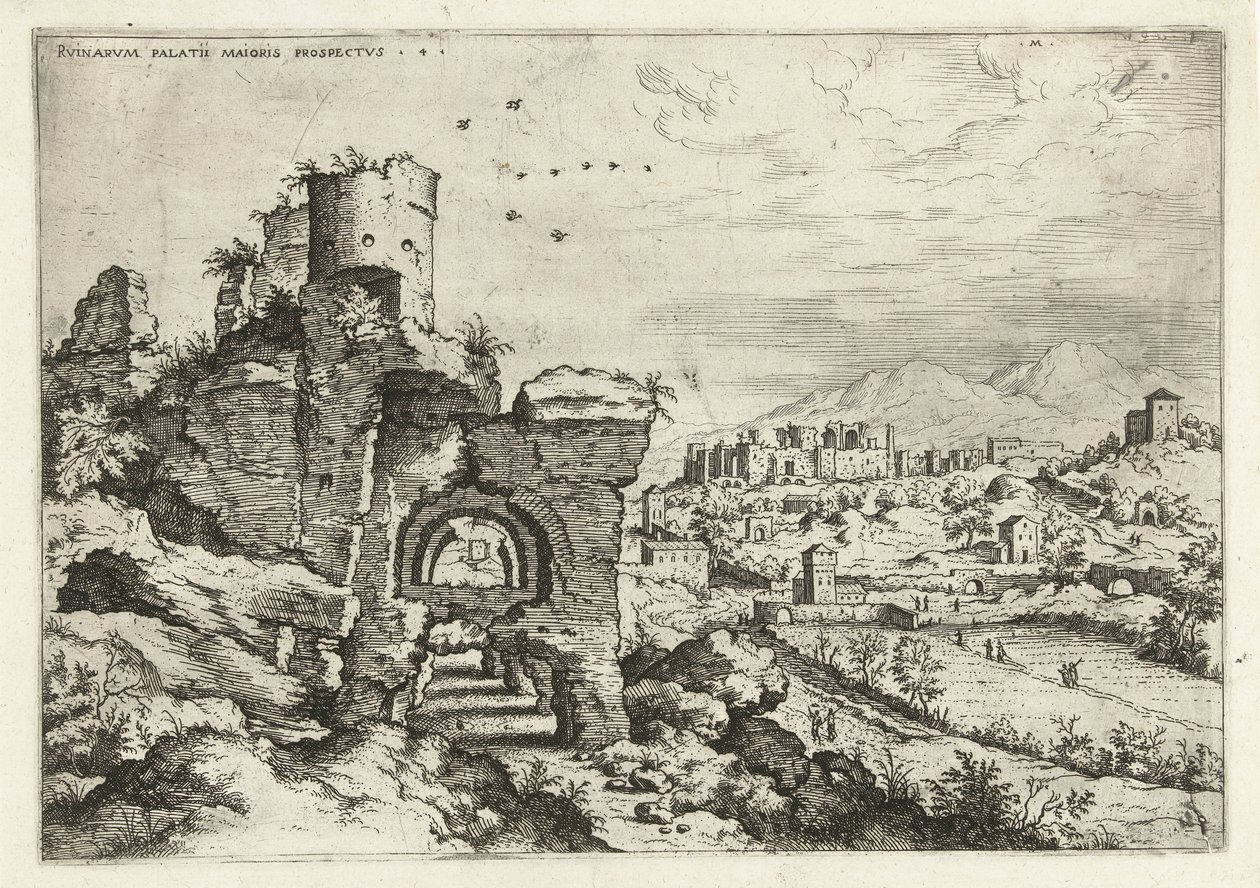 Ansicht des Palatin auf die Caracalla-Thermen von Hieronymus Cock