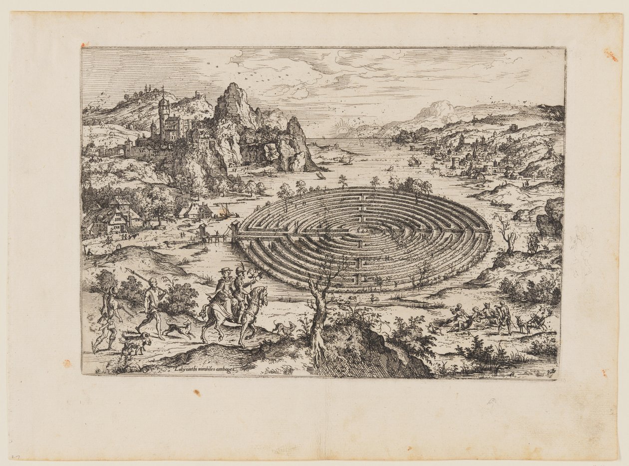 Das kretische Labyrinth, aus Landschaften mit biblischen und mythologischen Szenen von Hieronymus Cock
