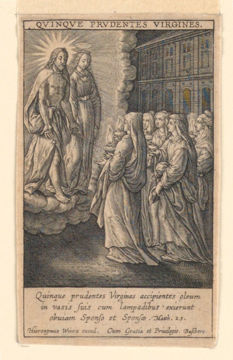 Die fünf klugen Jungfrauen, aus der Serie „Speculum Virginitatis“ von Hieronymus Wierix