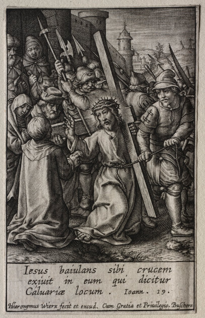 Die Passion: Christus trägt das Kreuz von Hieronymus or Jerome Wierix