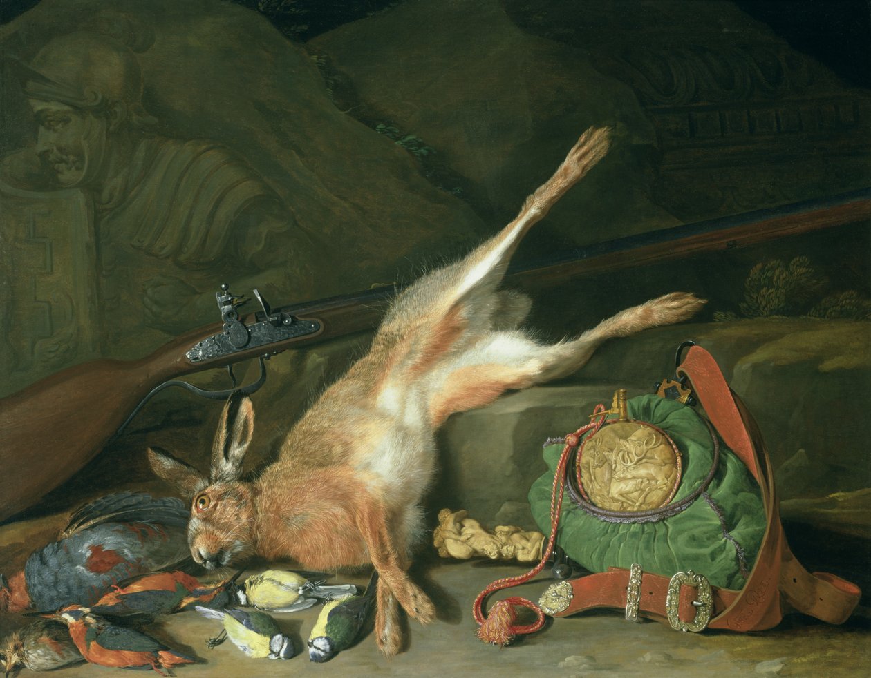 Stillleben eines Hasen mit Jagdausrüstung von Hieronymus the Elder Galle