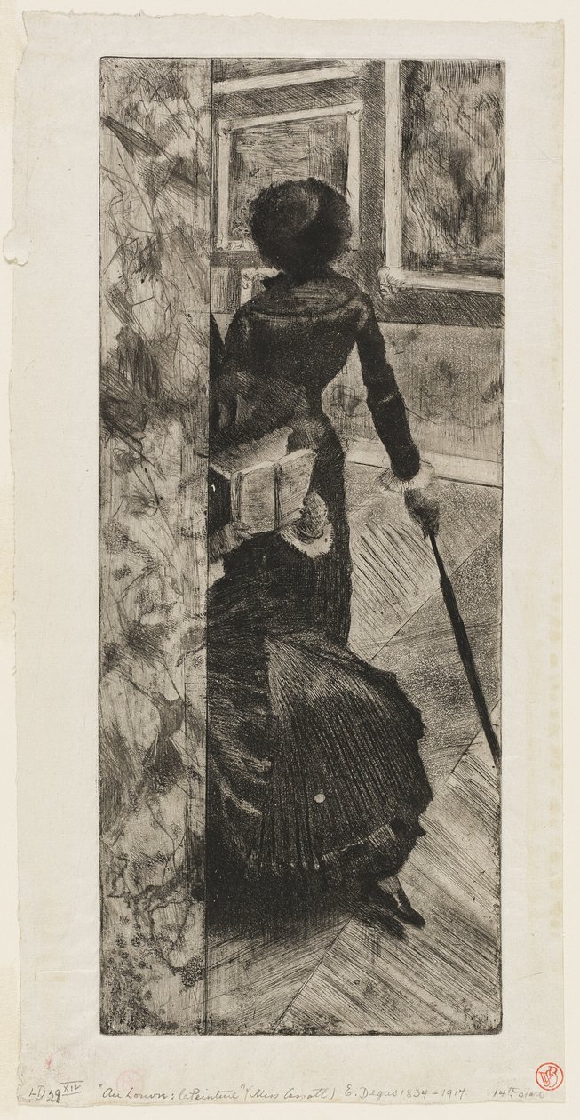 Mary Cassatt in der Gemäldegalerie im Louvre von Hilaire Germain Edgar Degas