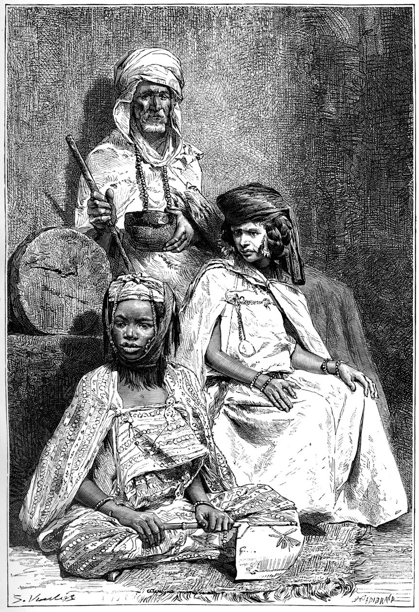 Arabischer Bettler, Biskra und El-kantra Frauen von Hildibrand