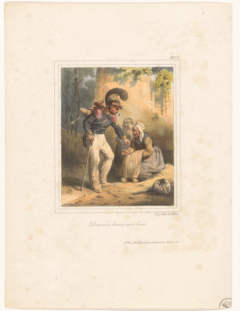 Soldat gibt einer armen Frau etwas Geld von Hippolyte Bellange