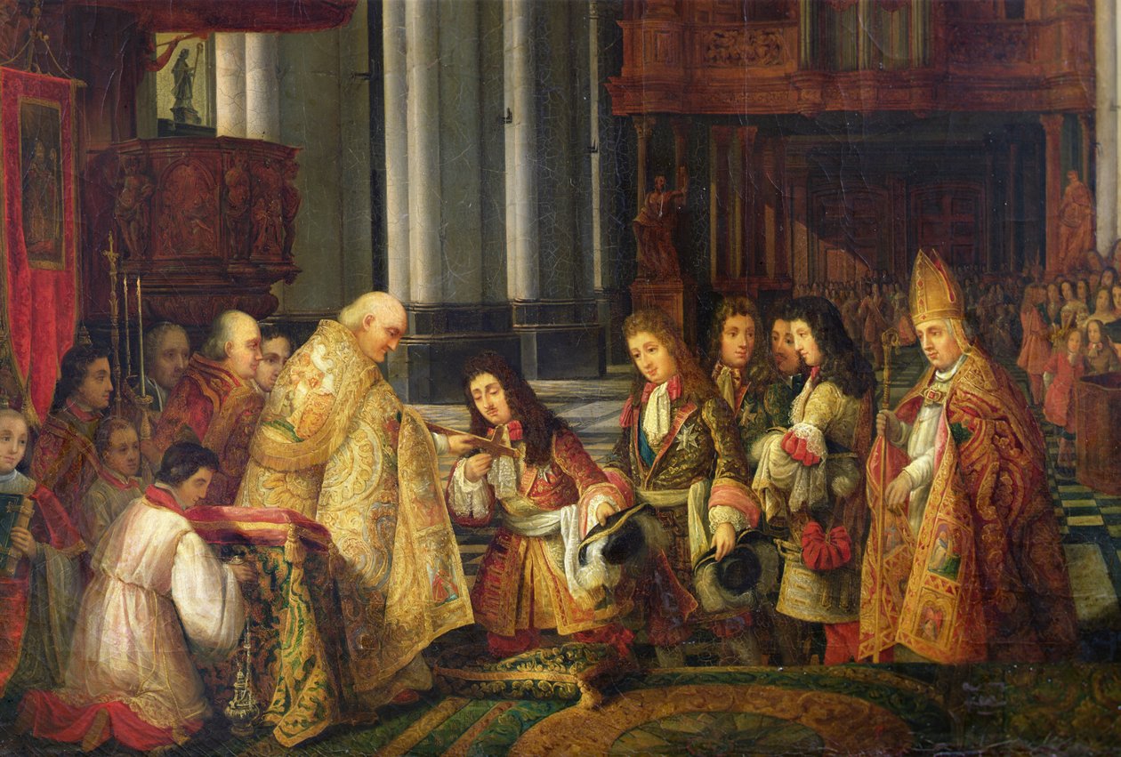 Einzug von Ludwig XIV. (1638-1715) in die Kathedrale von Saint-Omer (Detail) von Hippolyte Joseph Cuvelier