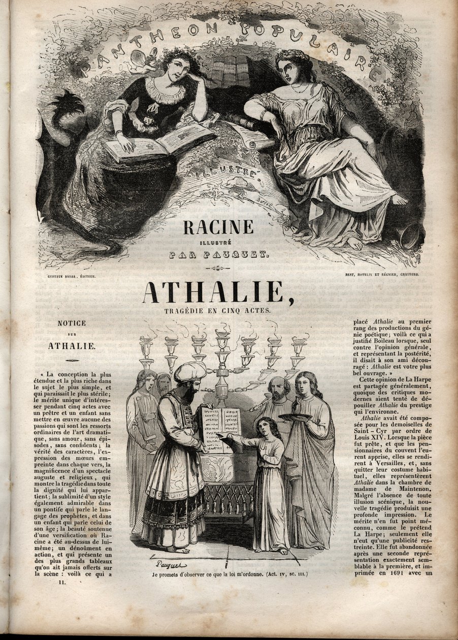 Athalie Tragödie von Jean Racine in fünf Akten - Gravur in „Werke von Jean Racine“ illustriert von Pauquet und mit einer Notiz von Emile de La Bédollière - 1851 von Hippolyte Louis Pauquet