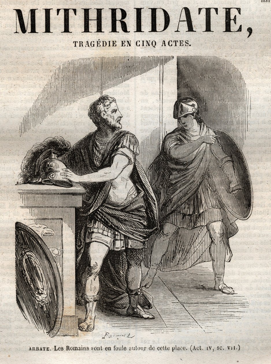Mithridate, Tragödie in fünf Akten von Jean Racine - Gravur in „Werke von Jean Racine“ illustriert von Pauquet und mit einer Notiz von Emile de La Bedolliere - 1851 von Hippolyte Louis Pauquet