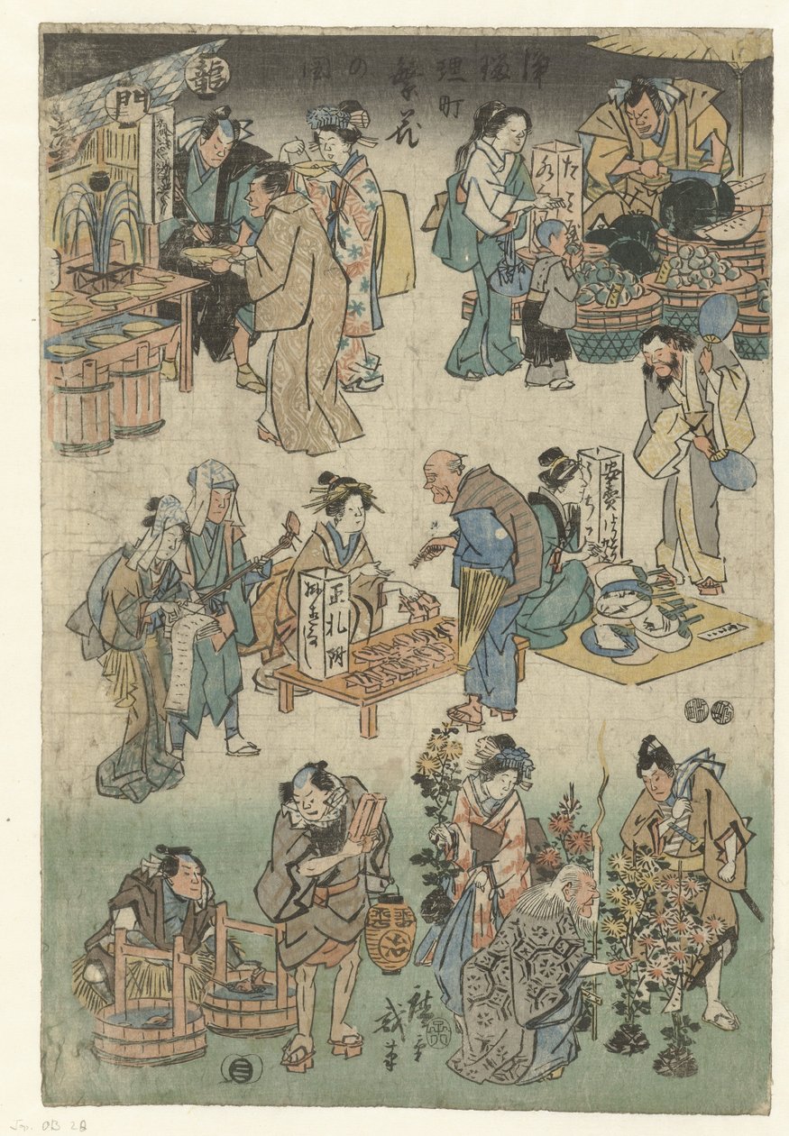 Abendmarkt in der Joruri-Straße von Hiroshige (I) , Utagawa