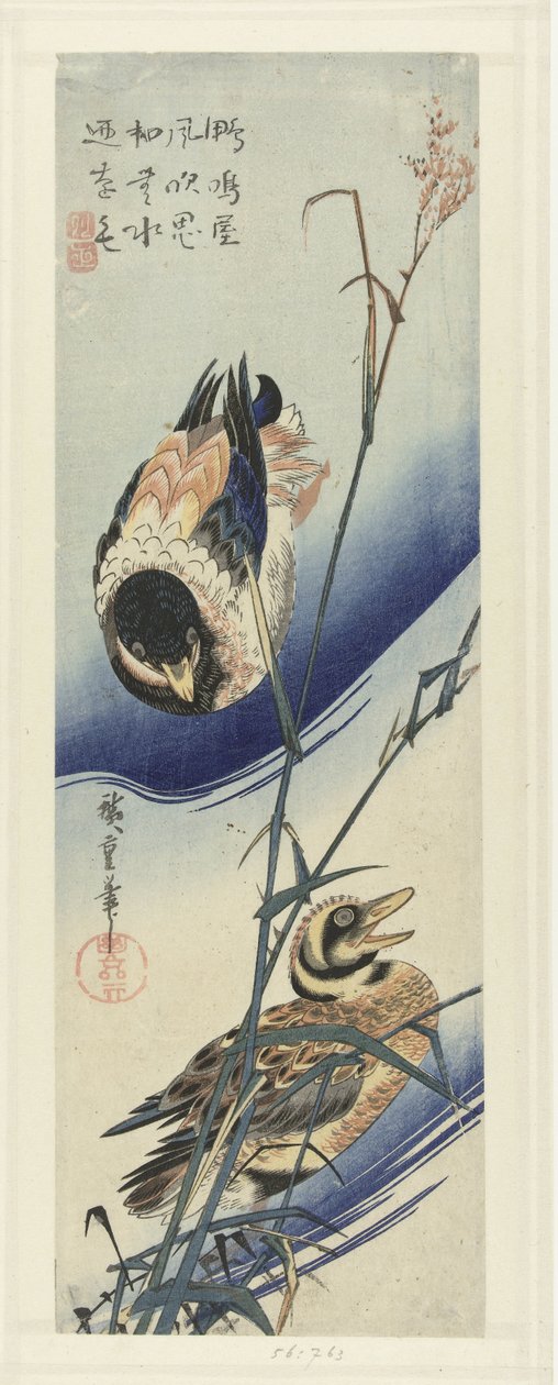 Enten bei Schilf von Hiroshige (I) , Utagawa