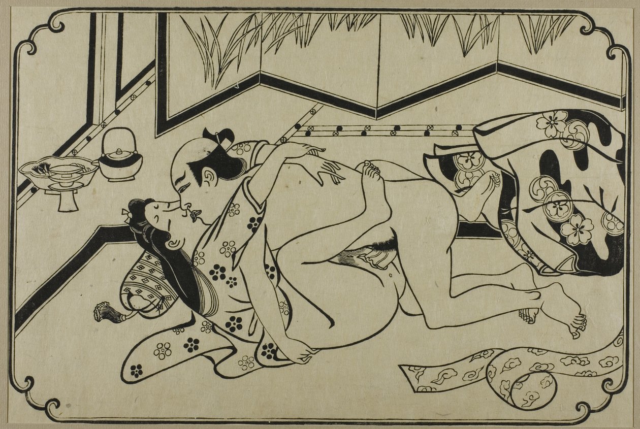 Ein Blatt aus einem Shunga-Album von Hishikawa Moronobu