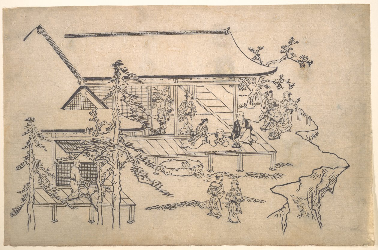 Blumenbetrachtungsszene von Hishikawa Moronobu