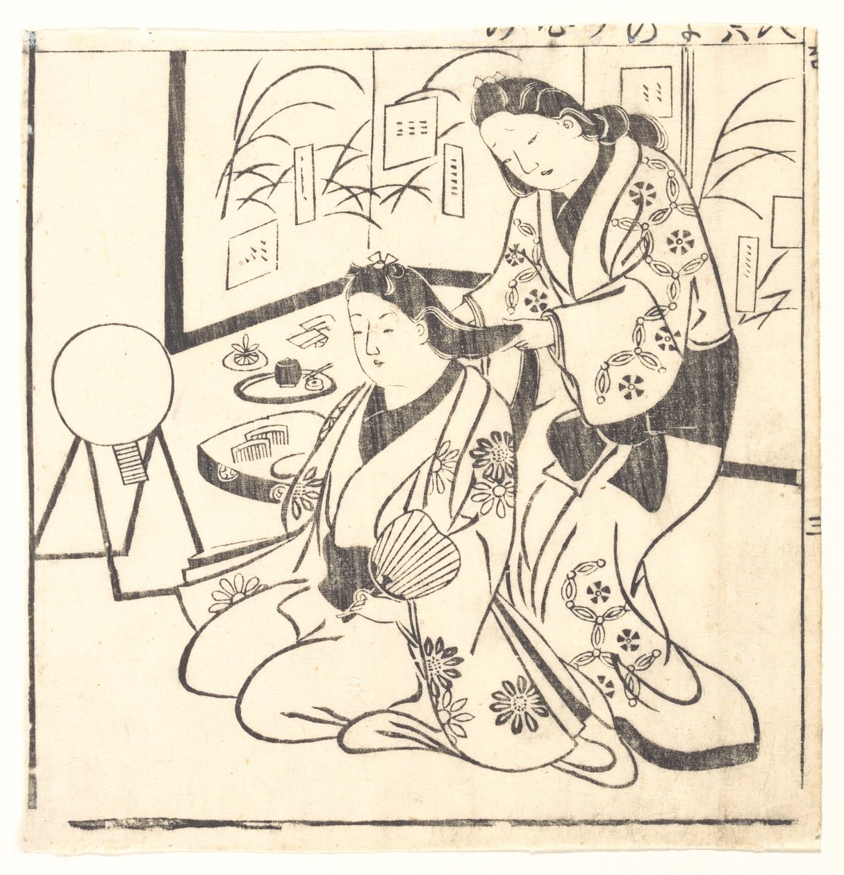 Blatt aus einem Buch mit dem Titel: Wakoku Hiaku-jo, Einhundert japanische Frauen von Hishikawa Moronobu