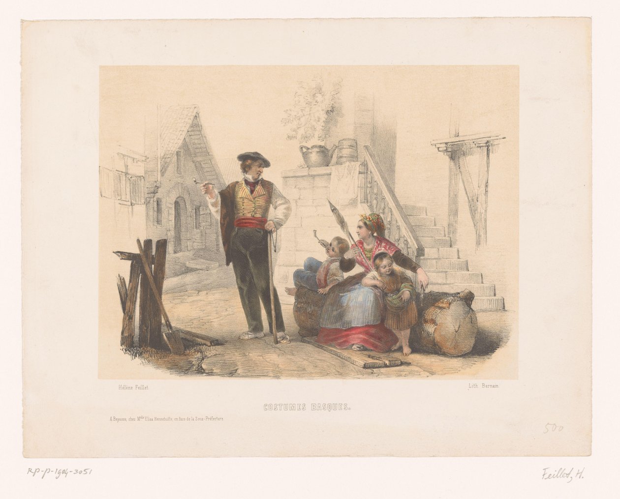 Familie in baskischen Kostümen von Hélène Feillet