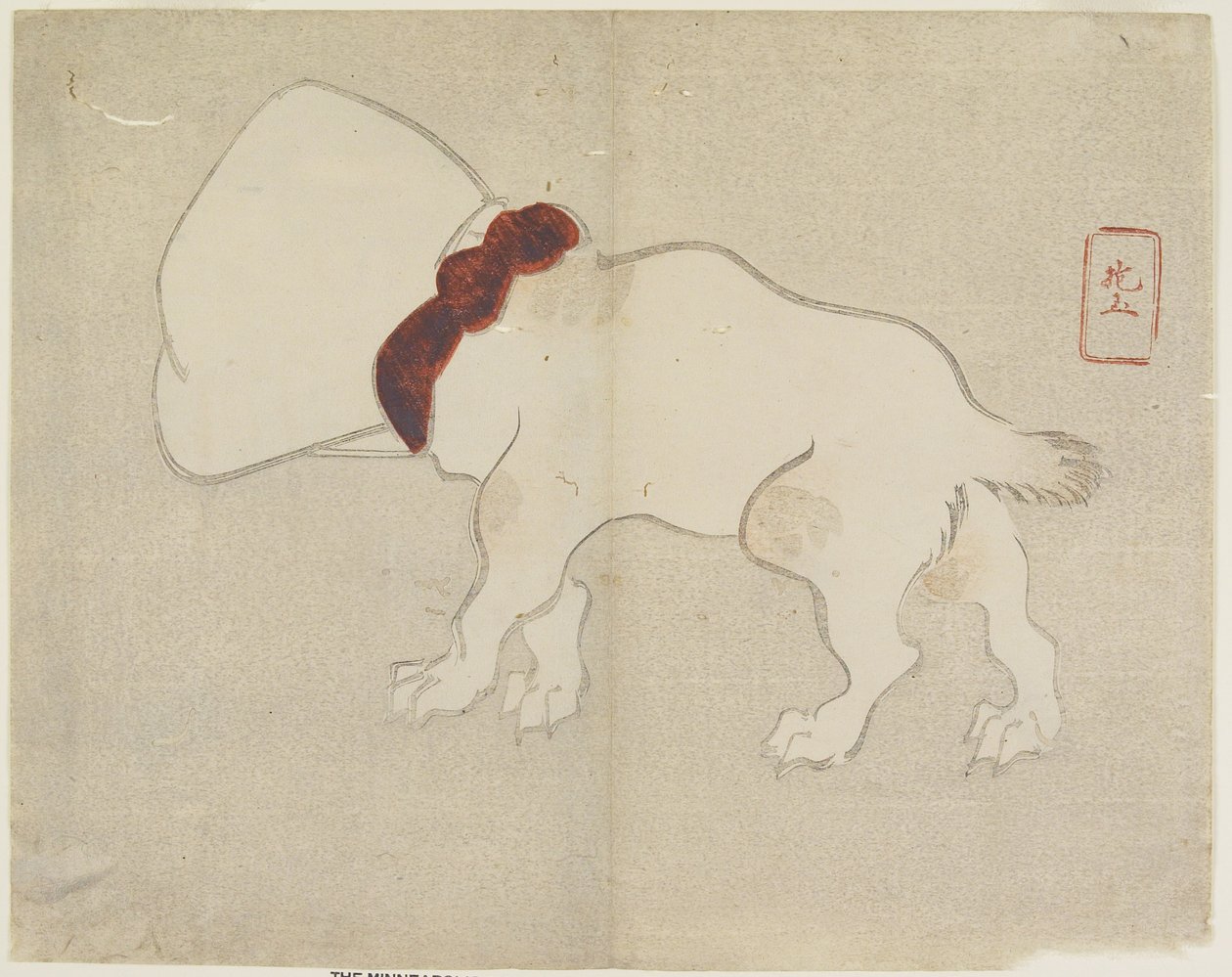 Hund mit Tasche über dem Kopf, ca. 1830 von Hogyoku