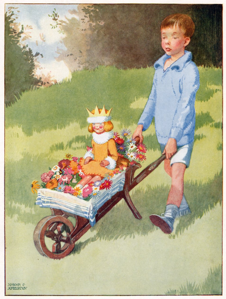 Die Prinzessin Celandine fuhr in einer prächtigen Kutsche vor, Illustration aus 